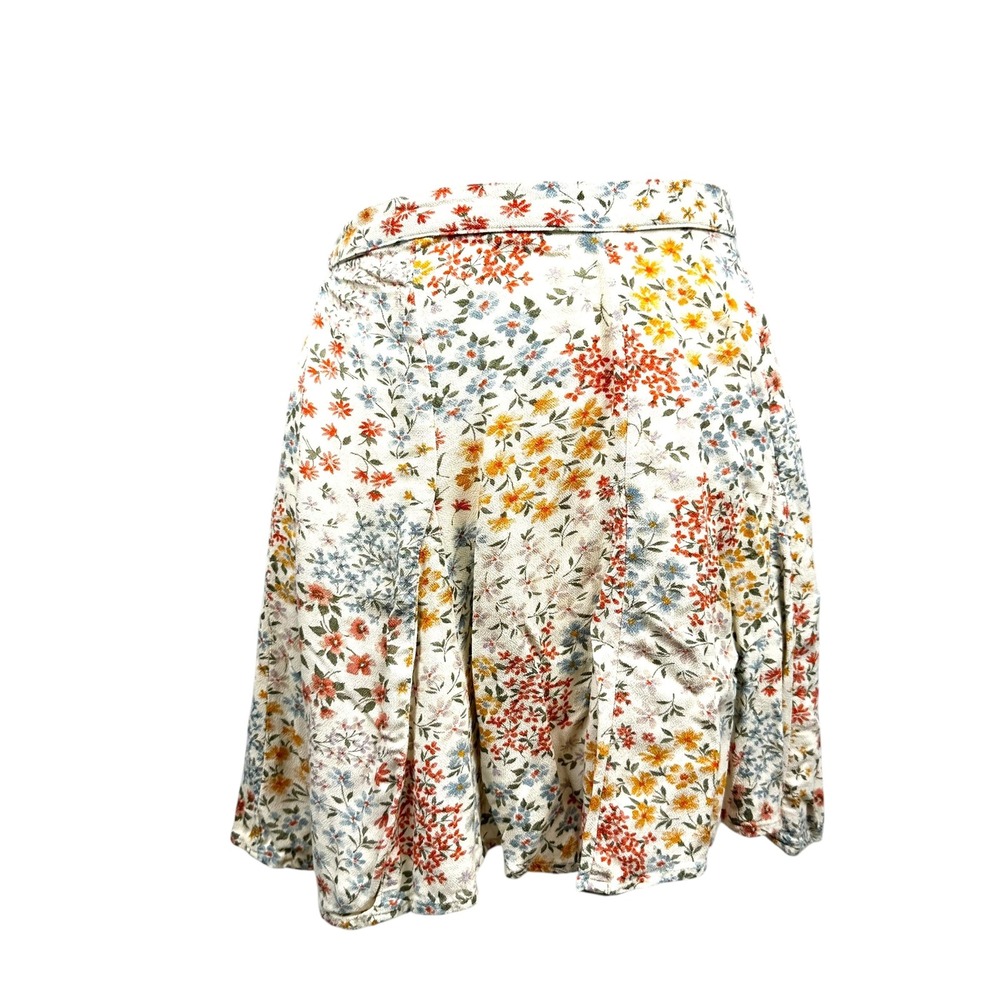 American Eagle Floral Mini Skirt Cream Multi Size Medium Boho Skater